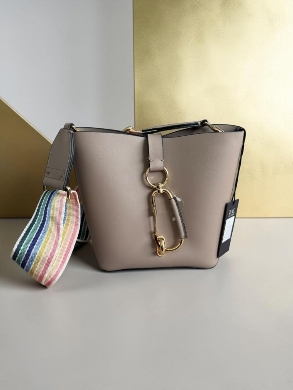 ZAC POSEN Belay Dark Cobblers Beige Leather Crossbody Shoulder Bag NEW NWT